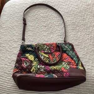 Vera Bradley Brown Shoulder Bag with Artistic Floral Design